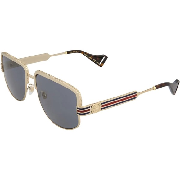 ❤️💚🆕GUCCI Sunglasses GG0585S 005 59mm Gold / Gray Lens Unisex Classic - Picture 1 of 9